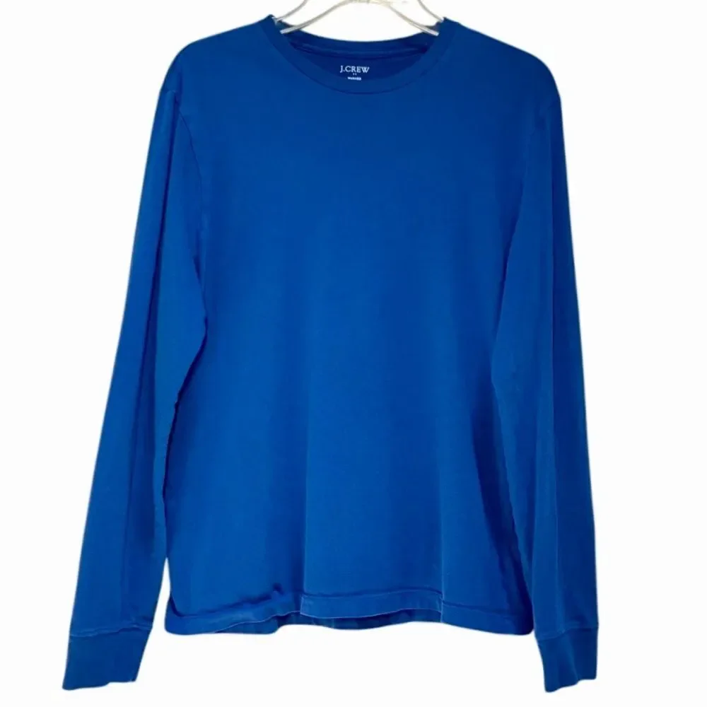 J Crew Crew Neck Washed Long Sleeve Tee in Blue Men’s M